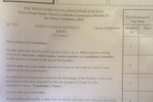WAEC Agricultural Science Answers Tuesday 13th May 2025